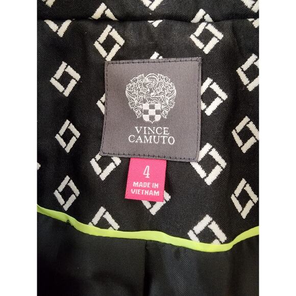 VINCE CAMUTO Women's Black White Diamond Print Blazer Jacket SZ 4 - Picture 7 of 9